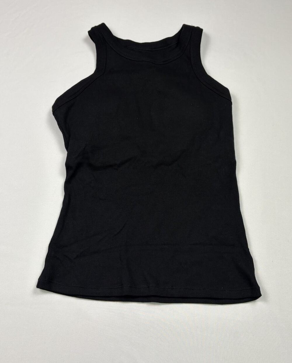 EasyGala Black Ribbed Tank Top Built In Bra Sleeveless Stretch Size M NWOT